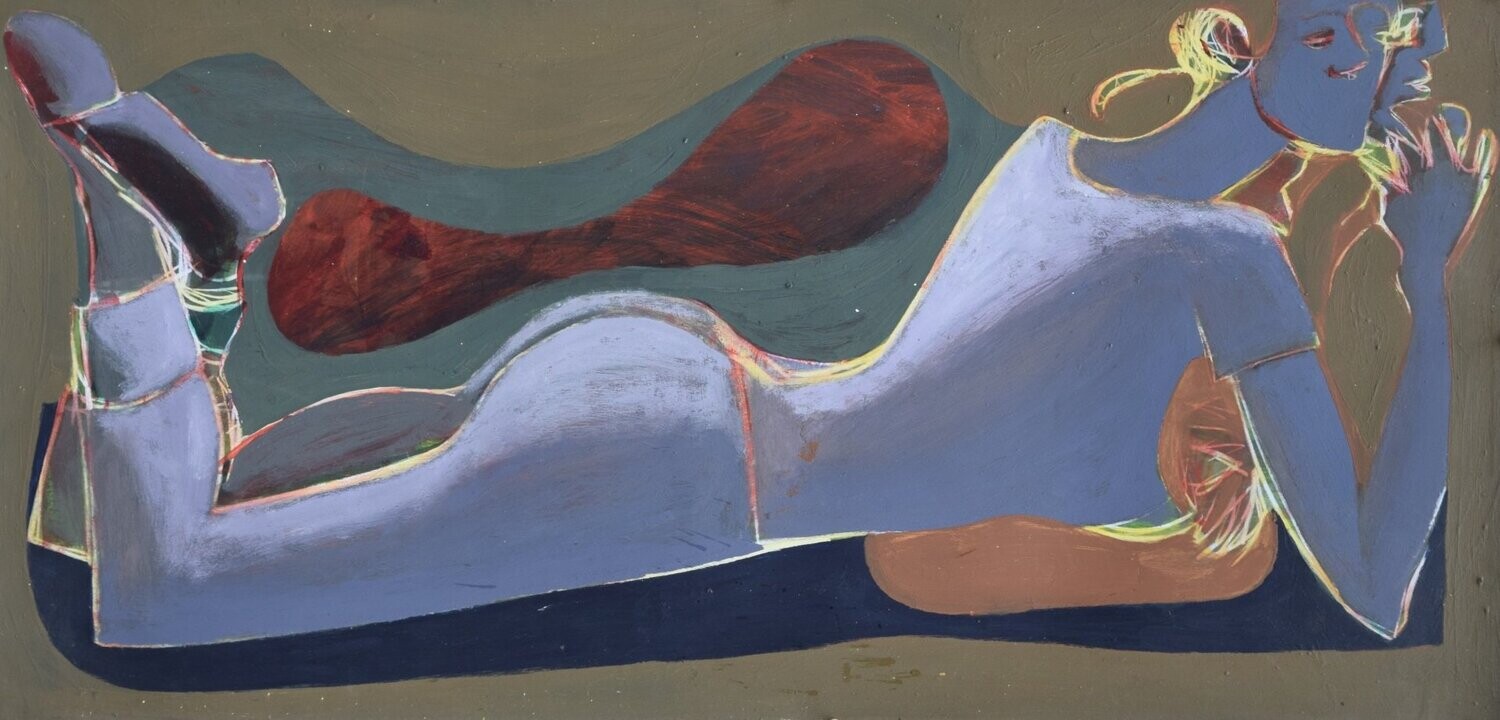 Collage​:  Pigment and acrylic on paper and  on canvas with wooden frame //  //Size : ca. 40 x 90 x 4 cm