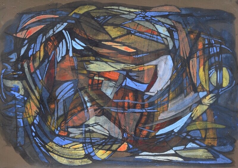 Collage / paper with acrylic on canvas on a wooden frame,Size : ca. 50 x 70 x 4 cm, Collage / paper with acrylic on canvas on a wooden frame,Size : ca. 50 x 70 x 4 cm,