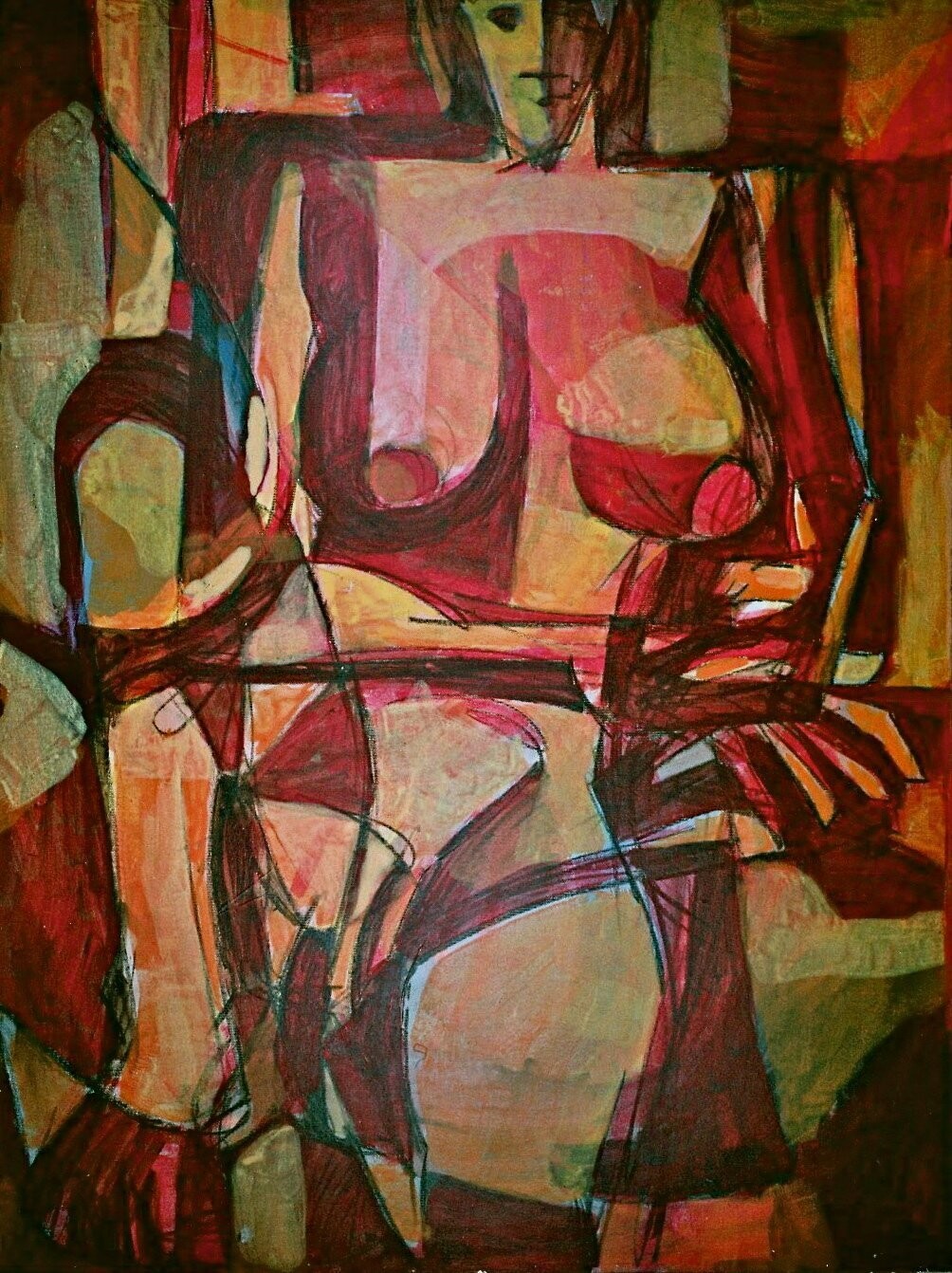 wood & canvas  Collage / Acryilc  on wood on canvas  /  Figurative , Light as Form // Size: ca.. 50 x 70 x 4 cm