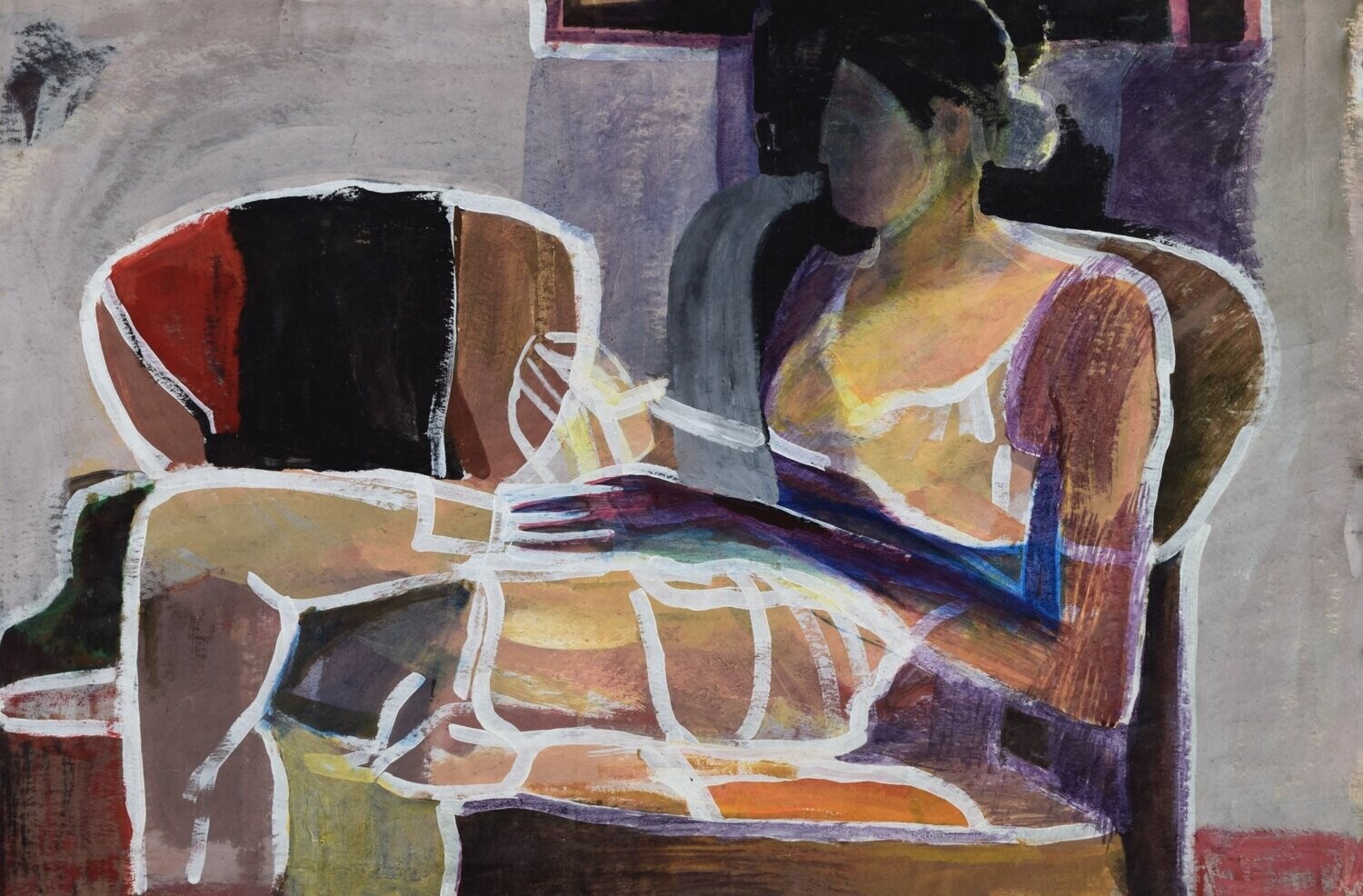 Collage / paper with acrylic on canvas  on a wooden frame,​Size : ca. 50 x 70 x 4 cm,