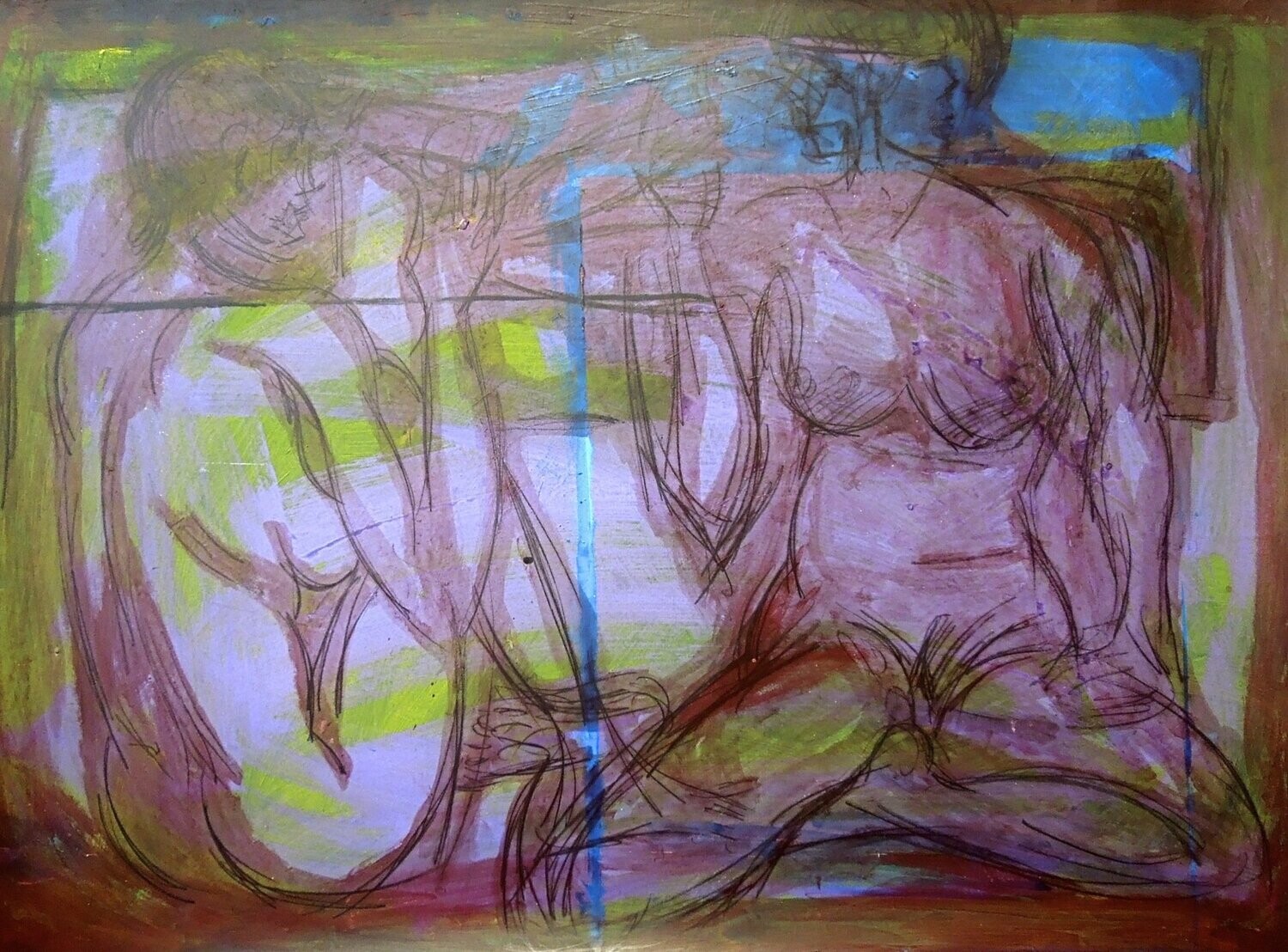 collage  , Pigment and acrylic on paper &  canvas  // Size: ca.. 80 x 100 x 4 cm