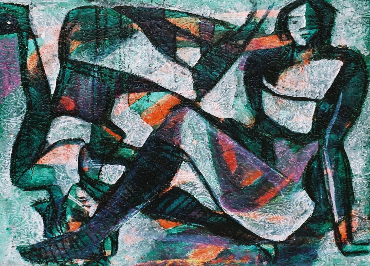 Acrylic on canvas  and their collage on canvas with wooden frame // Size: ca..43 x 50 x 4 cm