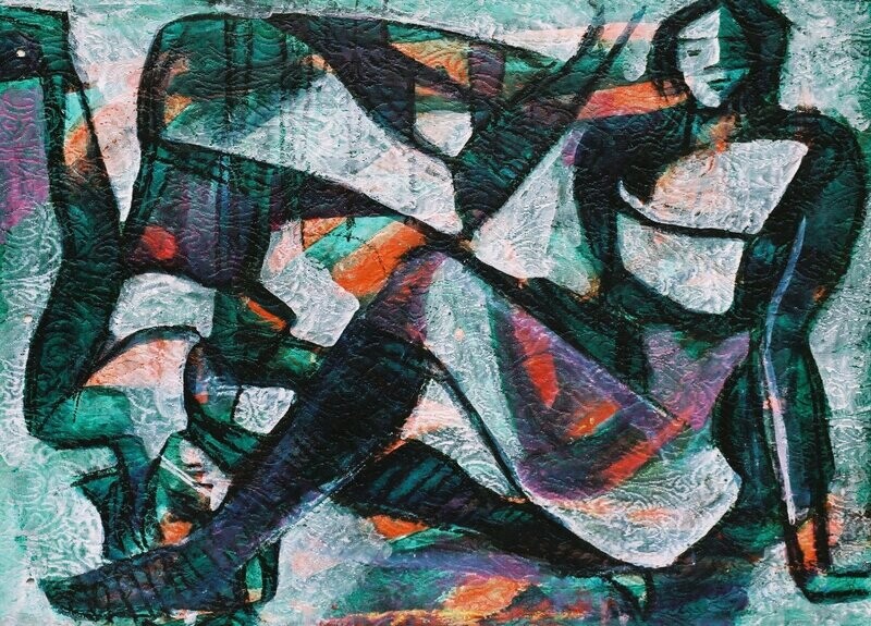 Acrylic on canvas and their collage on canvas with wooden frame // Size: ca..43 x 50 x 4 cm Acrylic on canvas and their collage on canvas with wooden frame // Size: ca..43 x 50 x 4 cm