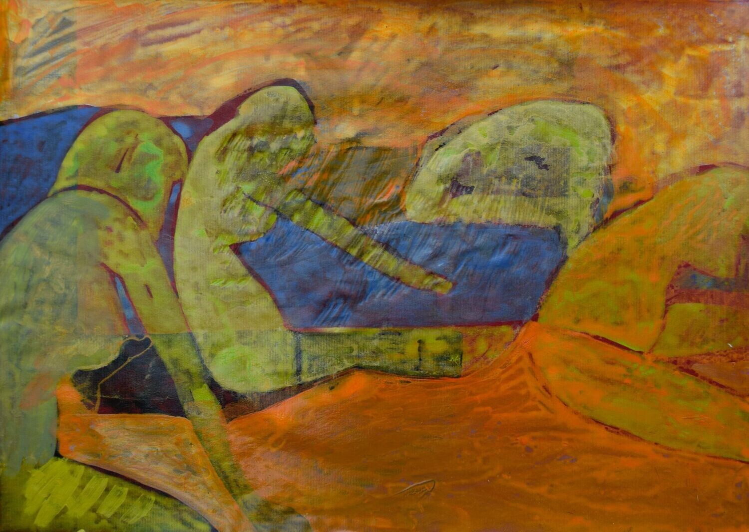 Acrylic on paper and their collage on canvas with wooden frame // Size: ca..30 x 40 x 4 cm