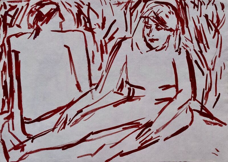 Carolin , Acrylic on paper and their collage on canvas with wooden frame //Size : ca. 30 x 40 x 4cm, Carolin , Acrylic on paper and their collage on canvas with wooden frame //Size : ca. 30 x 40 x 4cm,