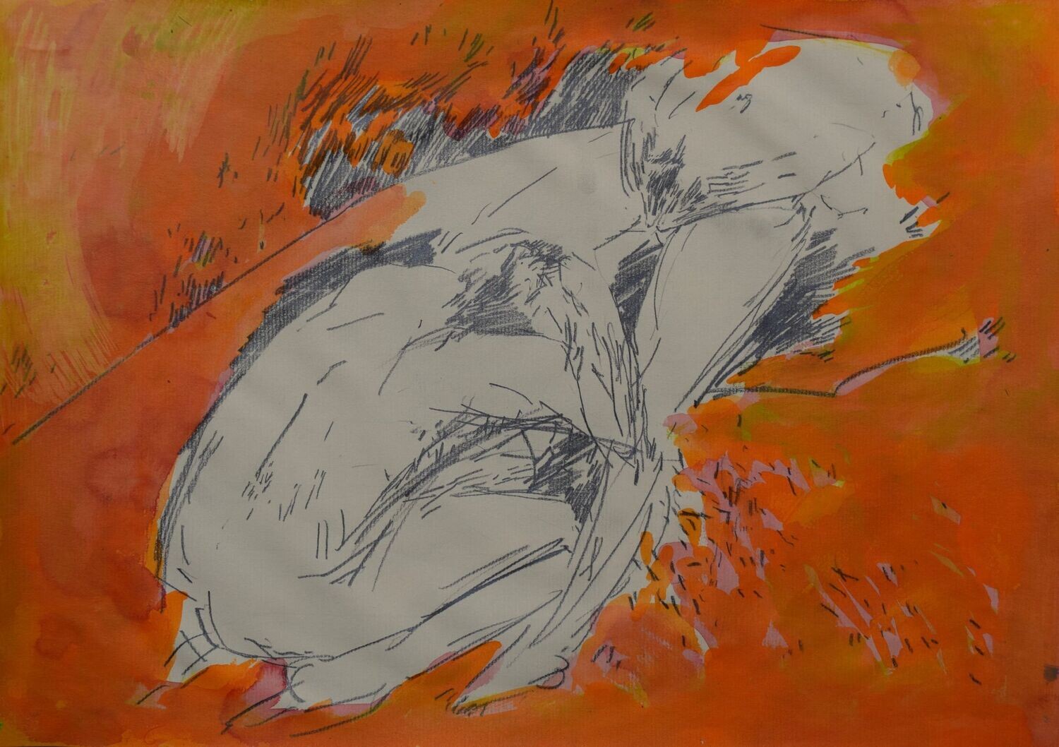 Carolin ,  Acrylic on paper and their collage on canvas with wooden frame //Size : ca. 30 x 40 x 4 cm,