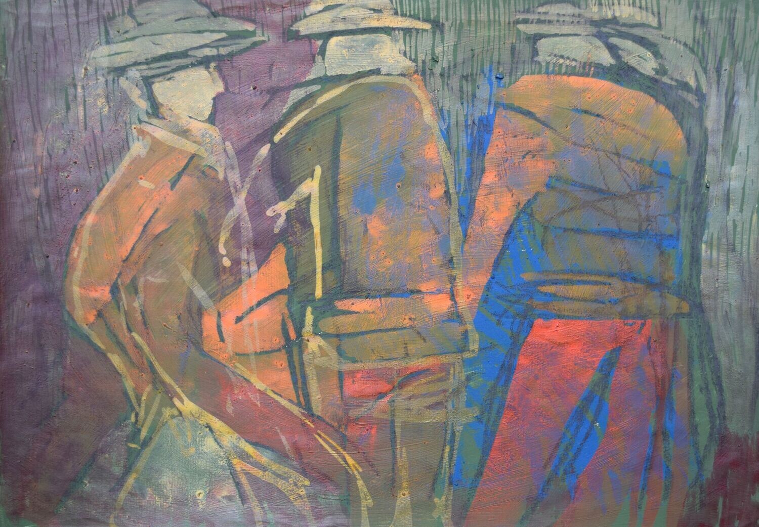 Carolin ,  Acrylic on paper and their collage on canvas with wooden frame // Size : ca. 30 x 40 x 4 cm,