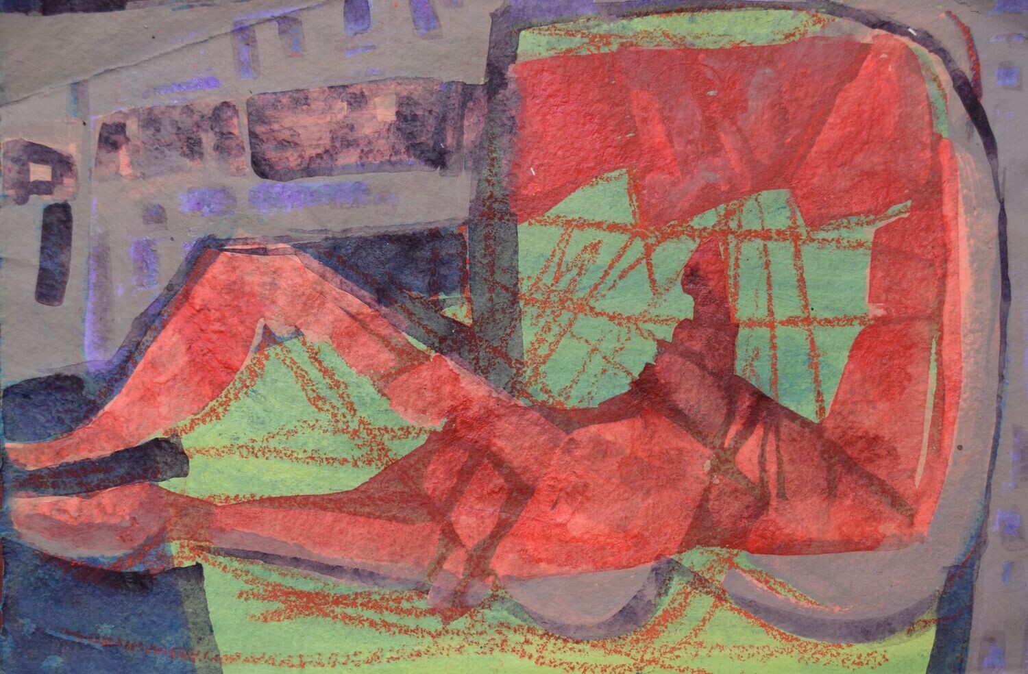 Carolin ,  Acrylic on paper and their collage on canvas with wooden frame //Size : ca. 30 x 40 x 4cm,