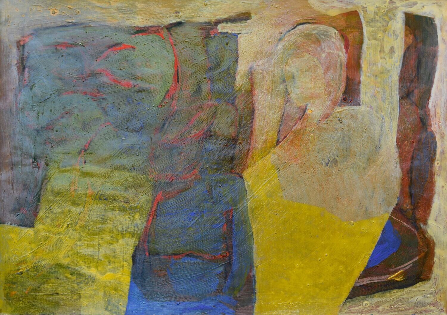 Carolin ,  Acrylic on paper and their collage on canvas with wooden frame //Size : ca. 30 x 40 x 4cm,