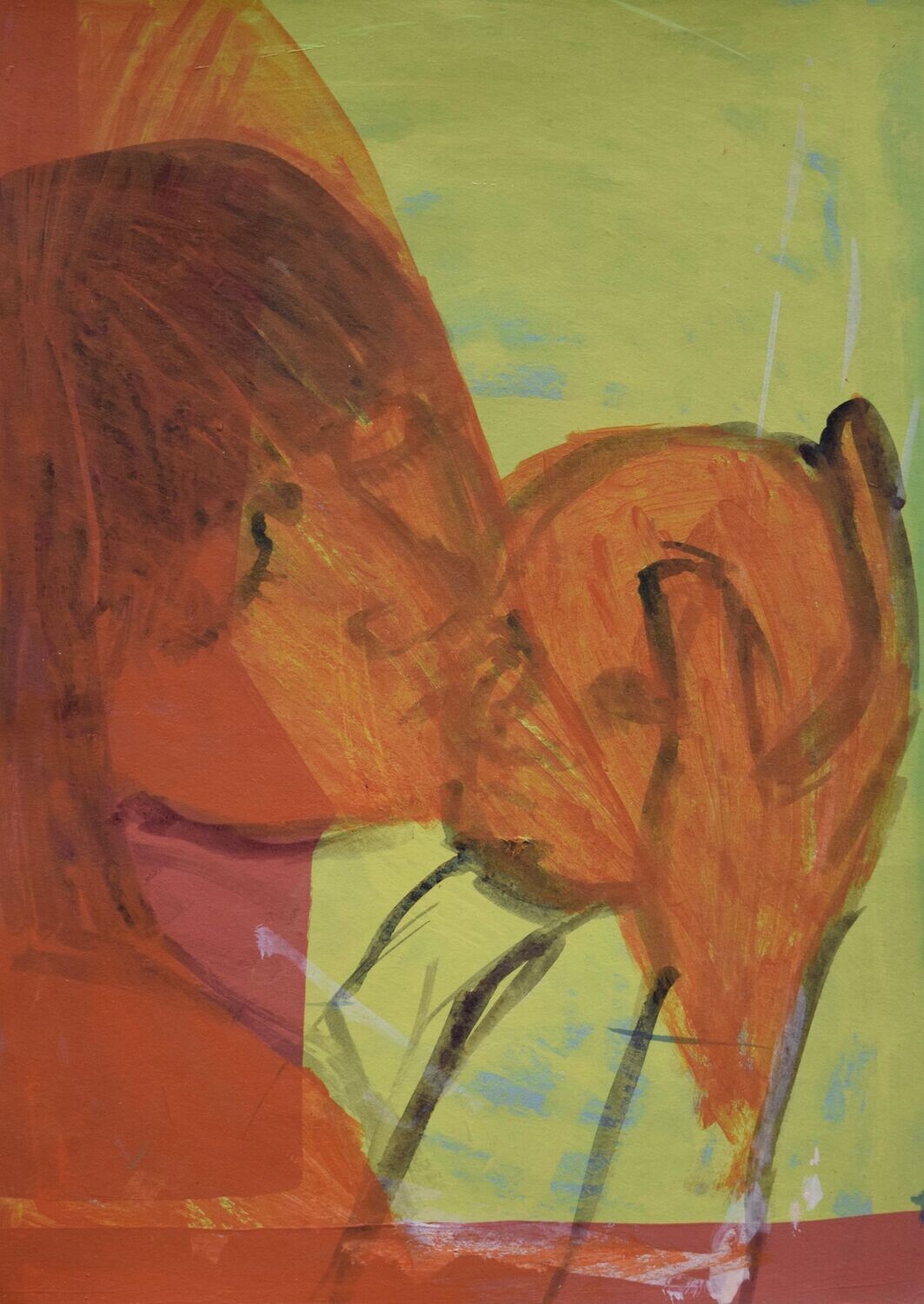 Carolin ,  Acrylic on paper and their collage on canvas with wooden frame // Size: ca..30 x 40 x 4 cm