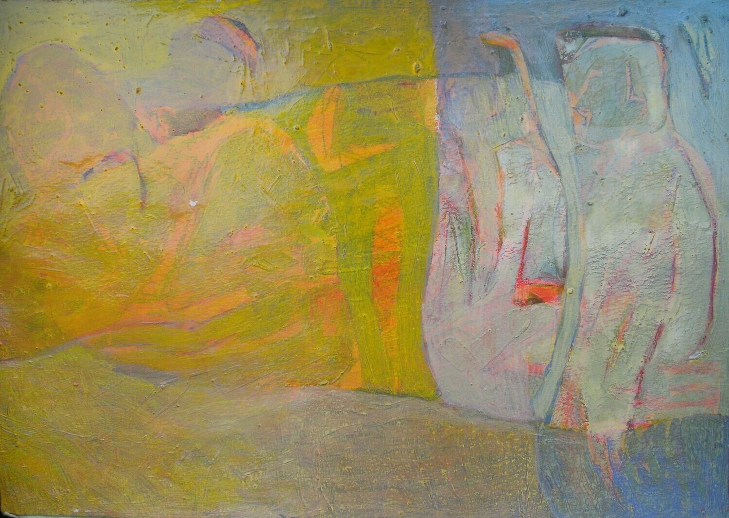 Carolin ,  Acrylic on paper and their collage on canvas with wooden frame // Size: ca..30 x 40 x 4 cm