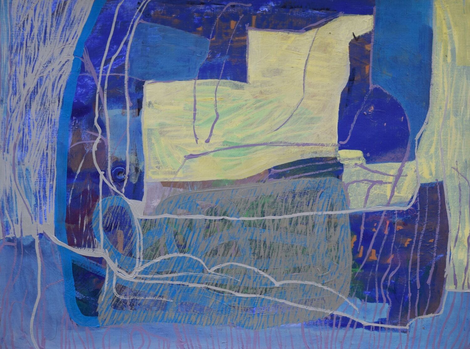 Carolin ,  Acrylic on paper and their collage on canvas with wooden frame // Size: ca..30 x 40 x 4 cm
