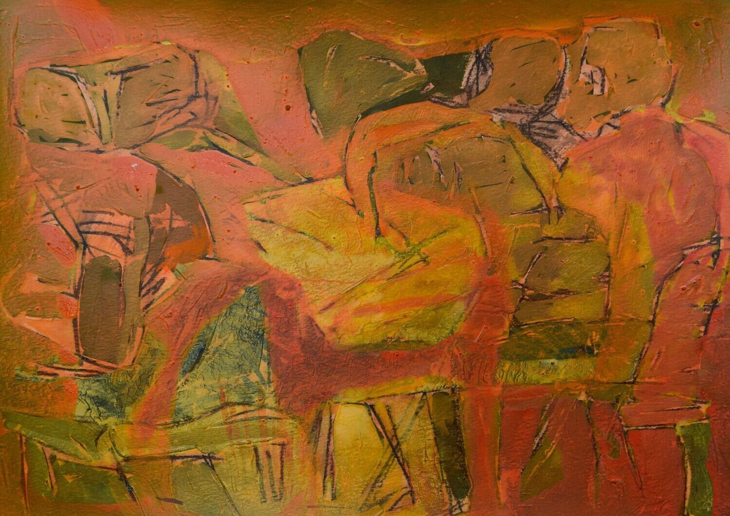 Carolin ,  Acrylic on paper and their collage on canvas with wooden frame // Size: ca..30 x 40 x 4 cm
