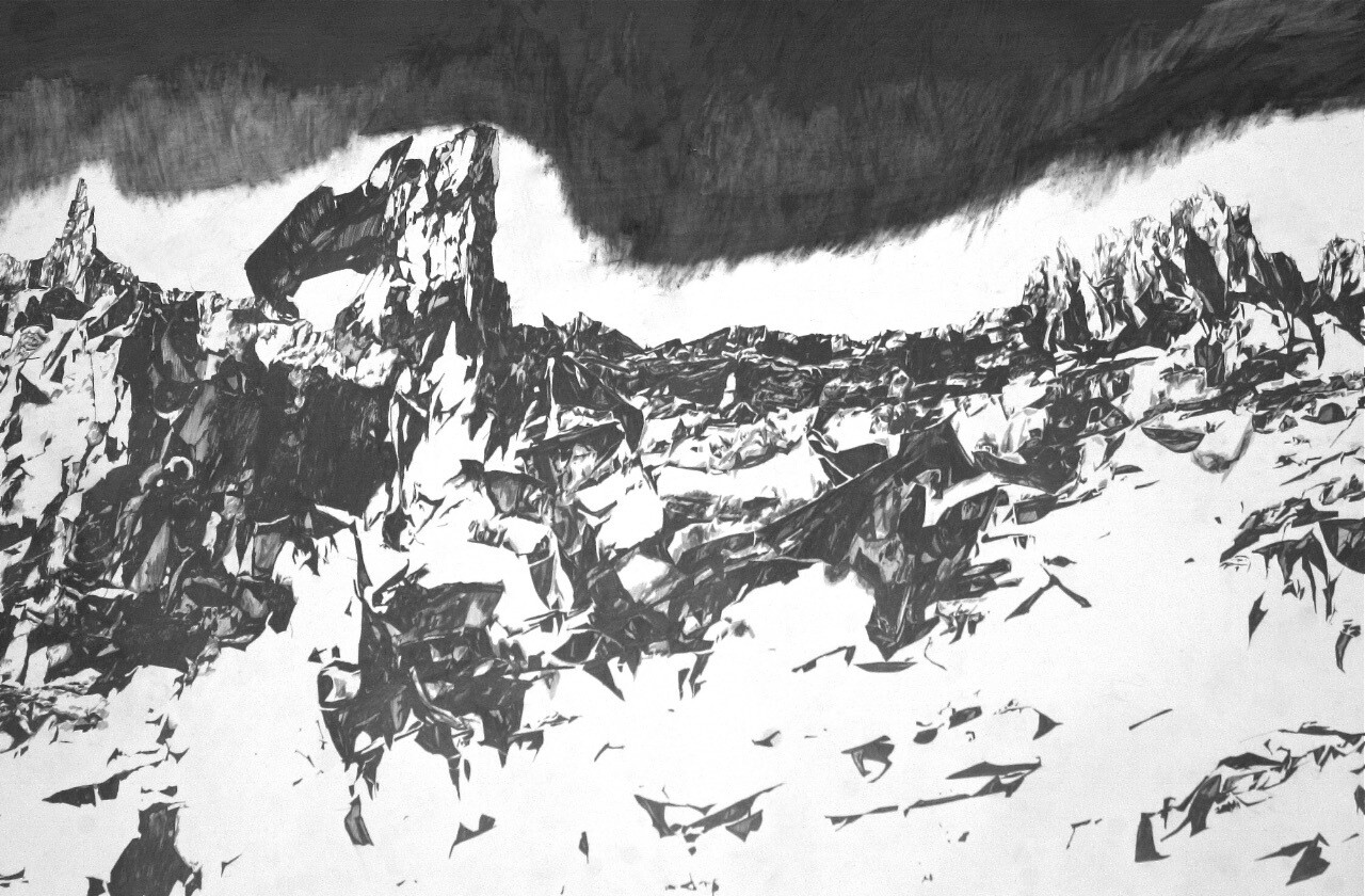 Carolin/ Drawing with pencil    on paper and their collage on canvas with wooden frame // Size: ca.. 100 x 120 x 4 cm