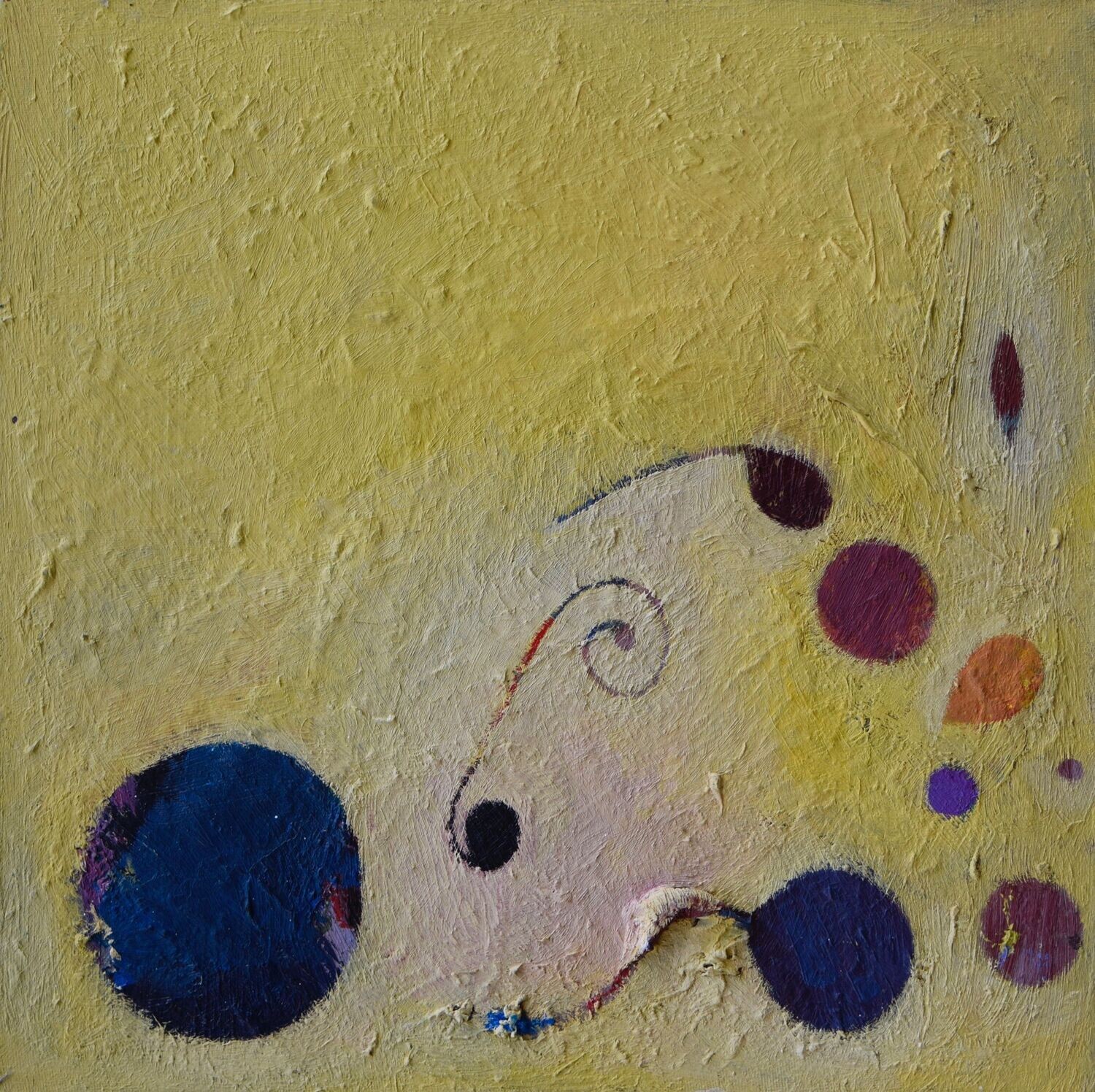 Oil  on canvas with wooden frame //Size : ca. 25 x 25 x 3 cm,