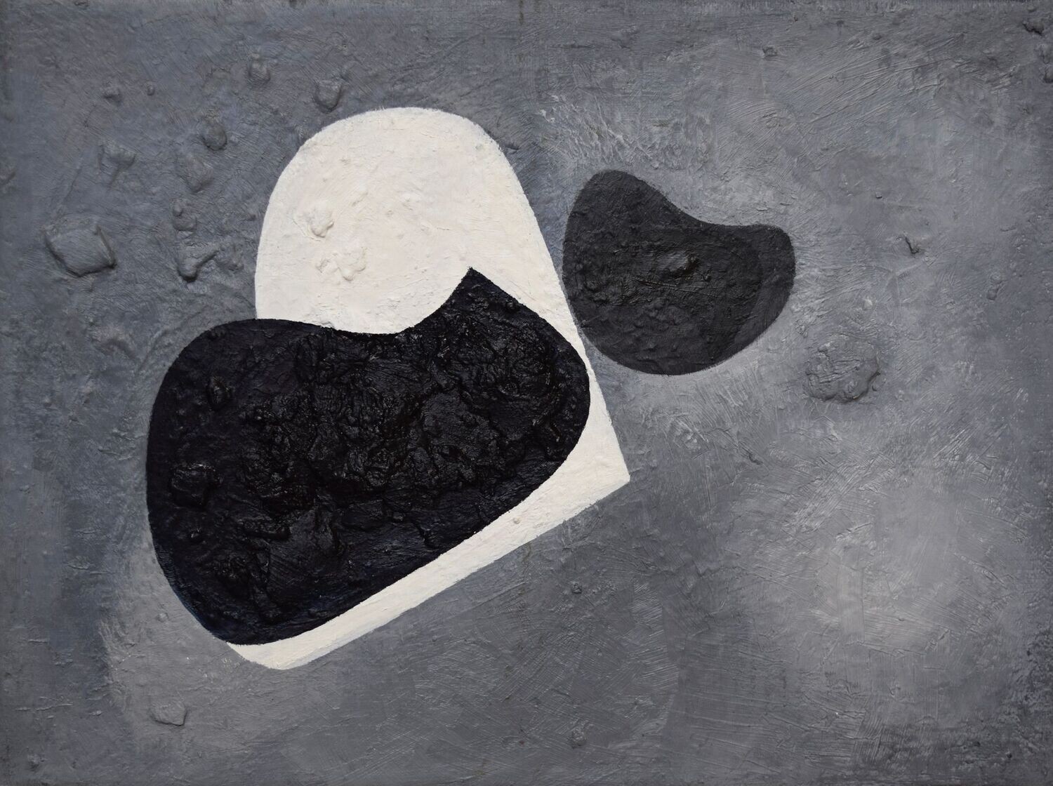 Gray Oil Painting /  Abstract  // Size : ca. 30 x 40 x 2 cm,