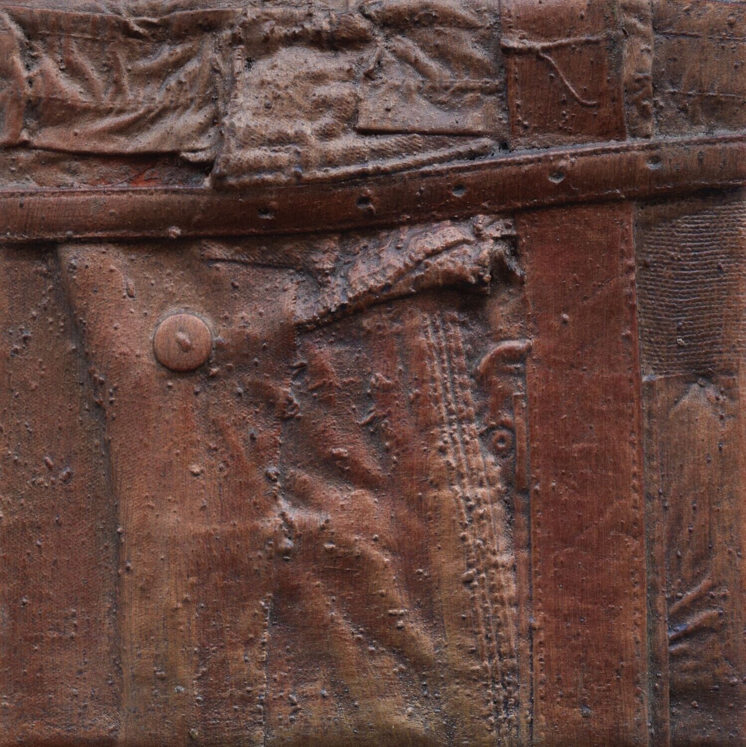 Collage  Clothes, Acrylic  With powder color pigment on Canvas on a wooden frame // Size: ca. 20 x 20 x 2 cm,