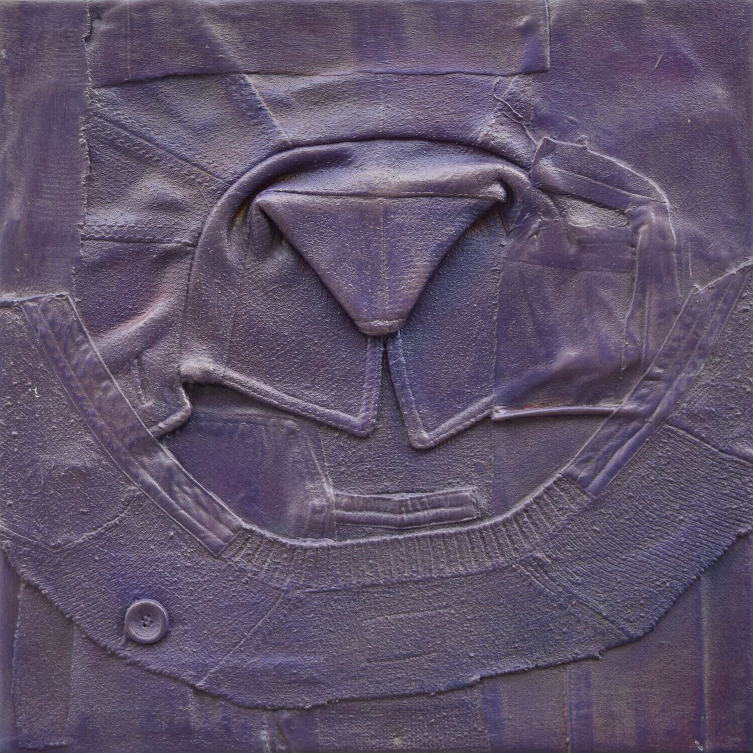 Collage  Clothes, Acrylic  With powder color pigment on Canvas on a wooden frame // Size : ca. 45 x 45 x 2 cm,