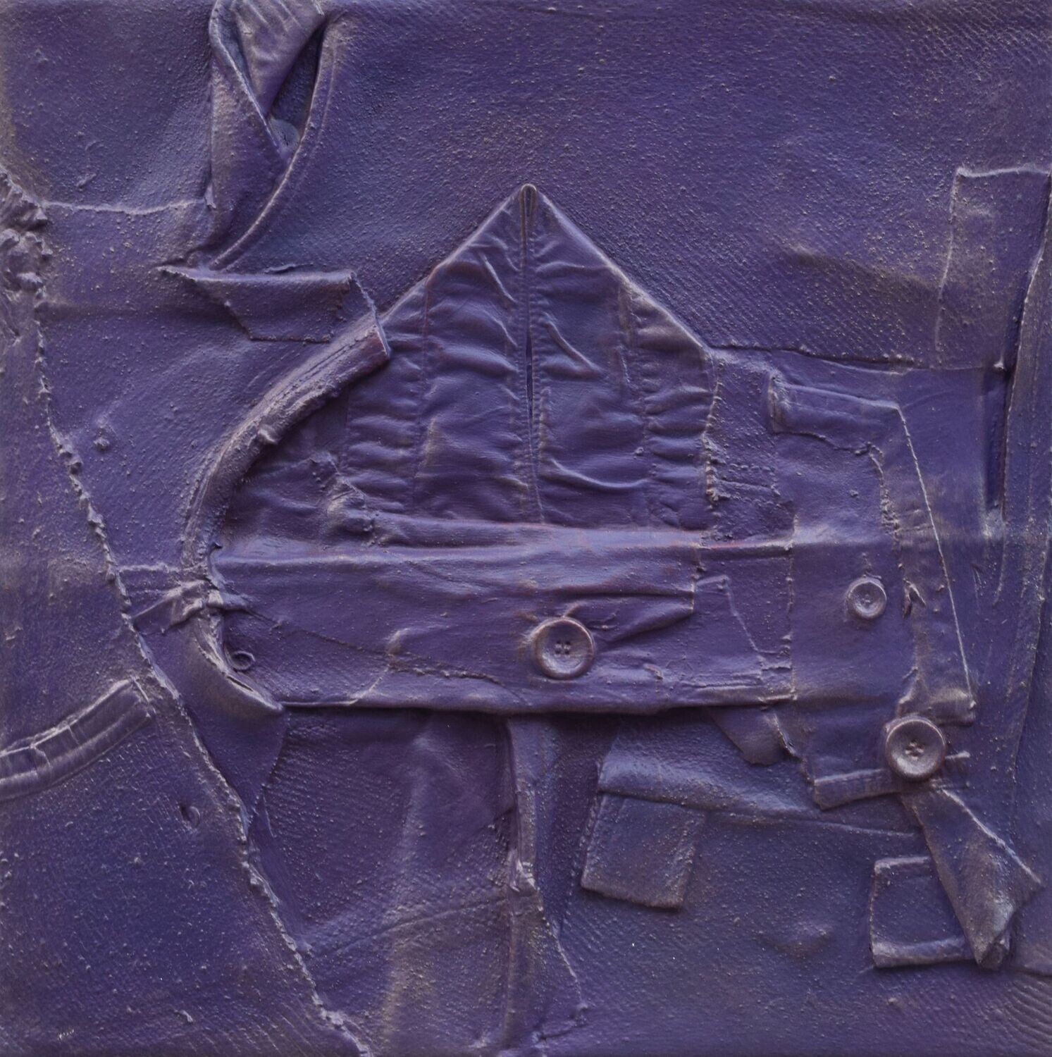 Collage  Clothes, Acrylic  With powder color pigment on Canvas on a wooden frame // Size : ca. 35x 35 x 2 cm,