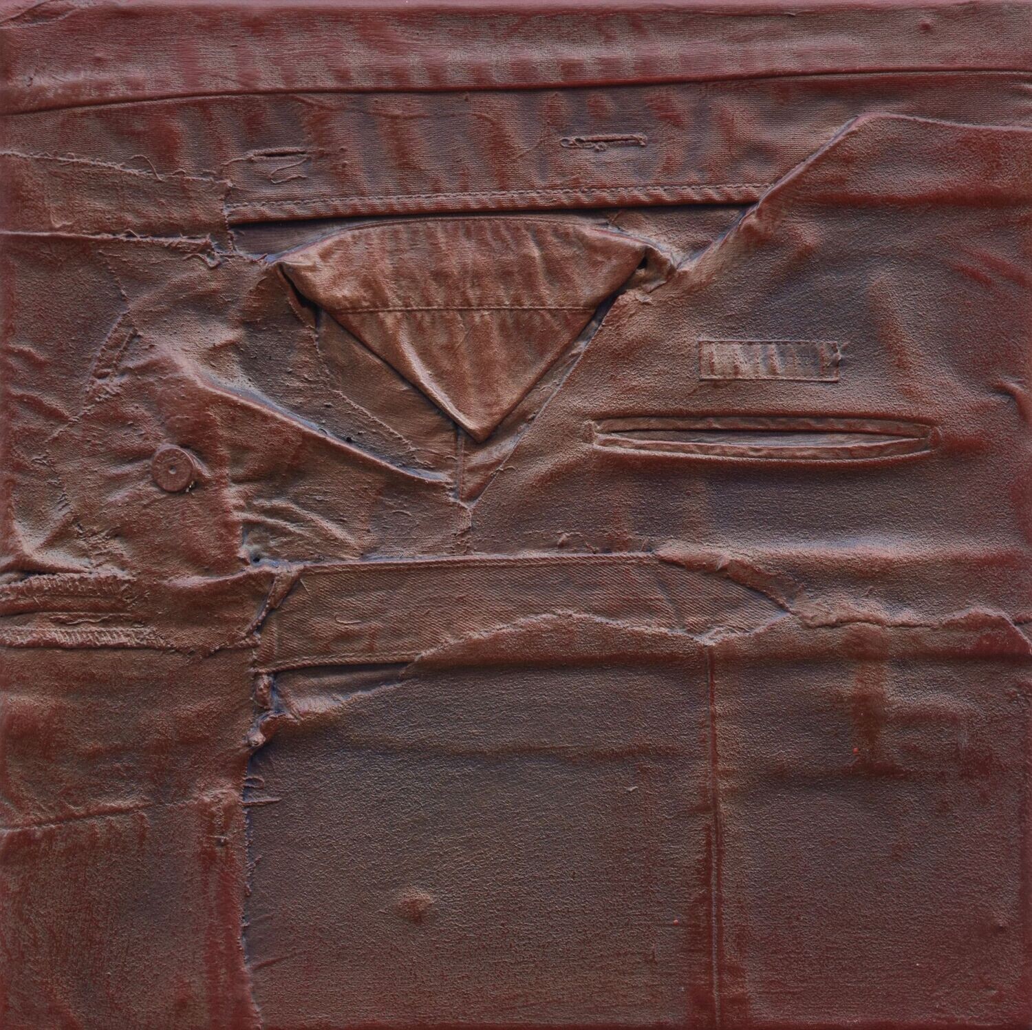 Collage  Clothes, Acrylic  With powder color pigment on Canvas on a wooden frame // Size : ca. 40 x 40 x 4cm,