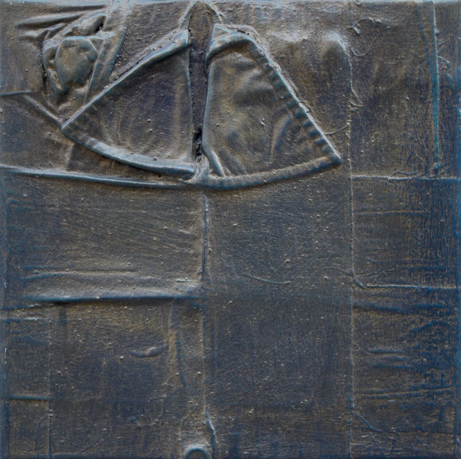 Collage  Clothes, Acrylic  With powder color pigment on Canvas on a wooden frame // Size : ca. 30 x 30 x 4 cm,