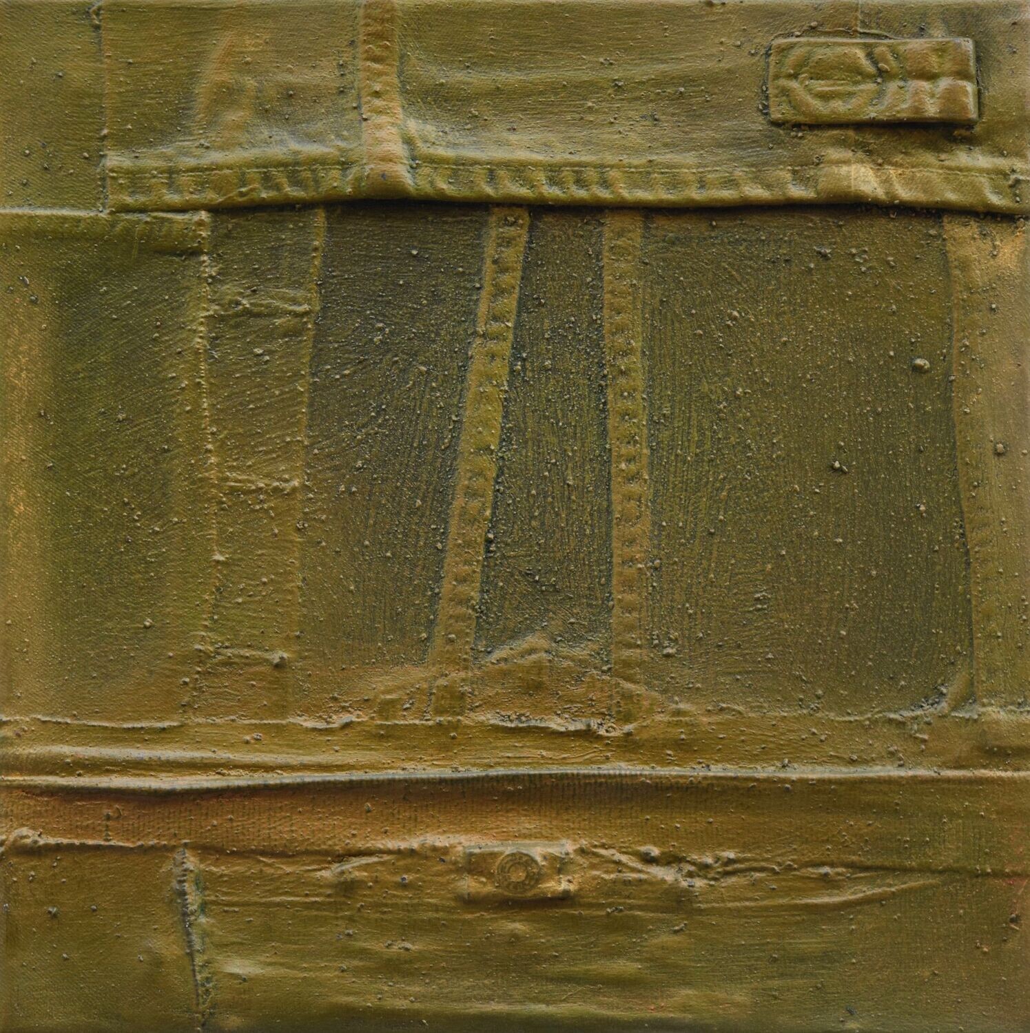 Collage  Clothes, collage &  acrylic With powder color pigment  on   canvas  //Size : ca. 30 x 30 x 3cm,