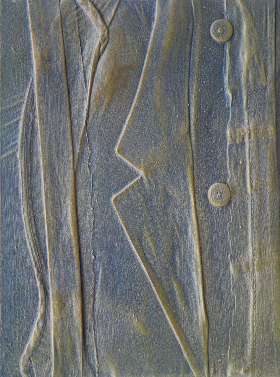 Collage  Clothes, Acrylic  With powder color pigment on Canvas on a wooden frame // Size : ca. 30 x 40 x 4 cm,