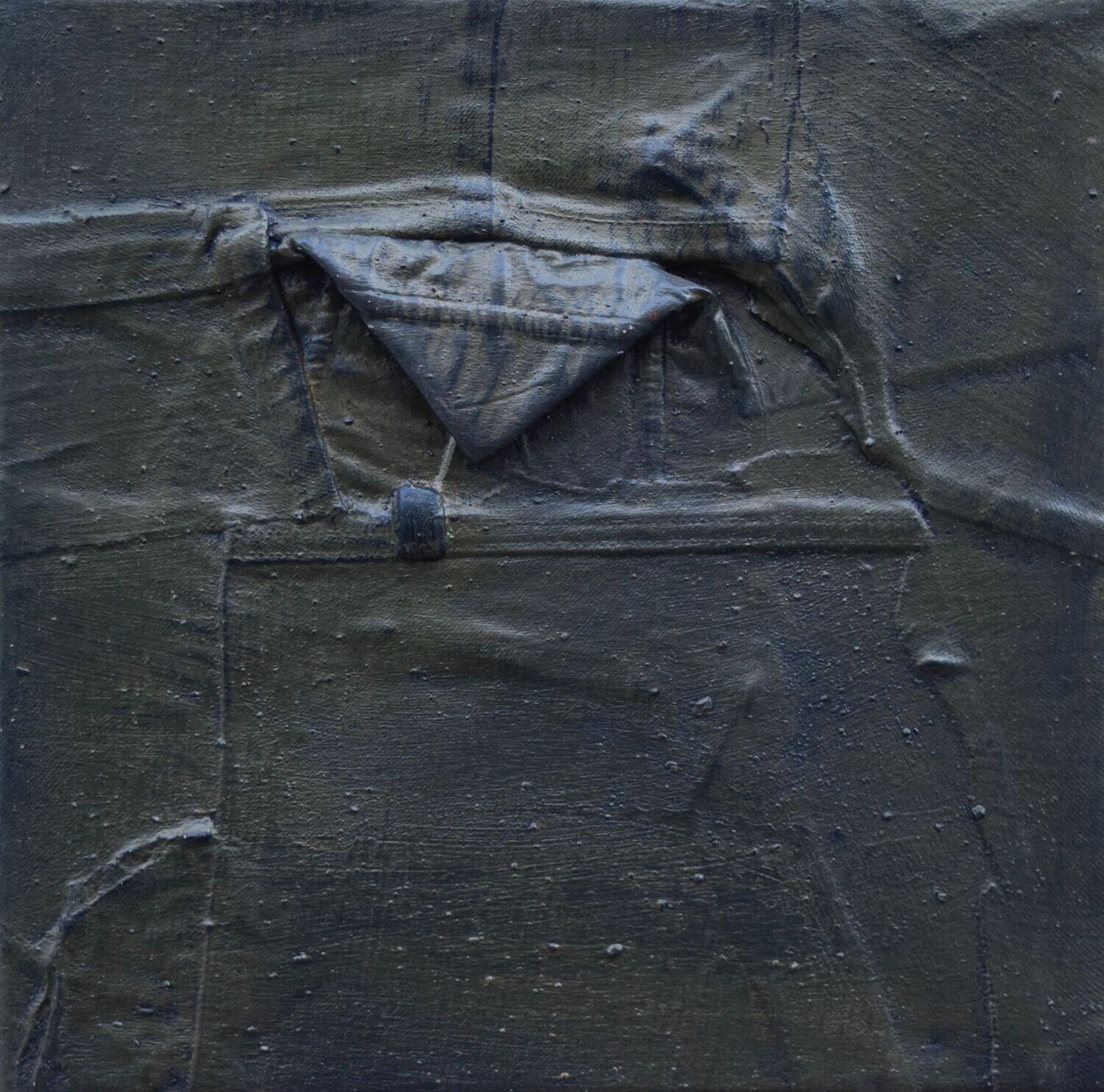 Collage​:  Acrylic & Pigment  -  paper ​ with​ Canvas on a wooden frame,,​//Size : ca. 30 x 30 x 4 cm,