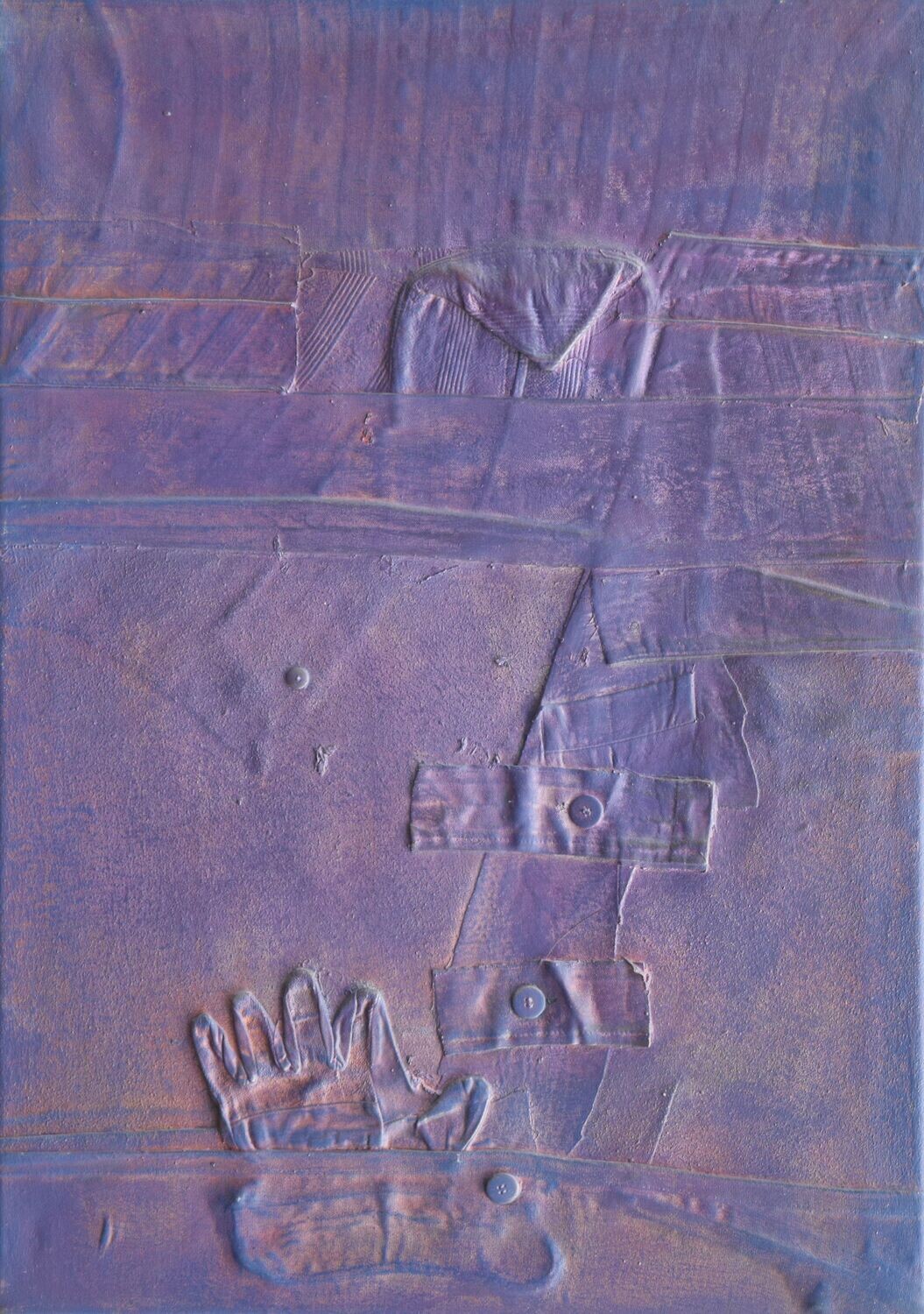 Collage /  Acryilc  Painting / Clothes on Two fabrics  Canvas // Size : ca. 60 x 80 x 3 cm,