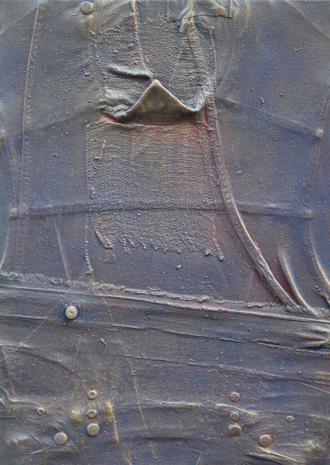 Clothes collage on canvas with acrylic on Two fabrics canvas // Size : ca. 50 x 70 x 2 cm
