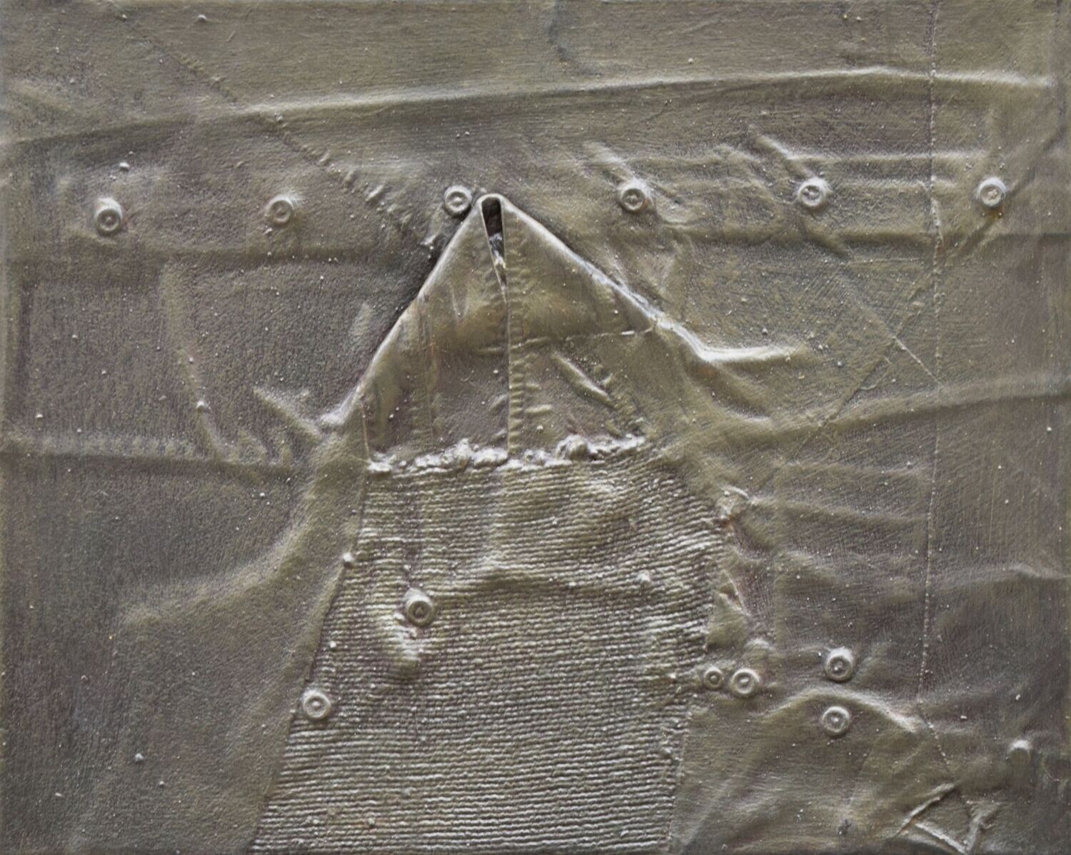 Collage  Clothes, Acrylic  With powder color pigment on Canvas on a wooden frame // Size : ca.30 x 40 x 2 cm,