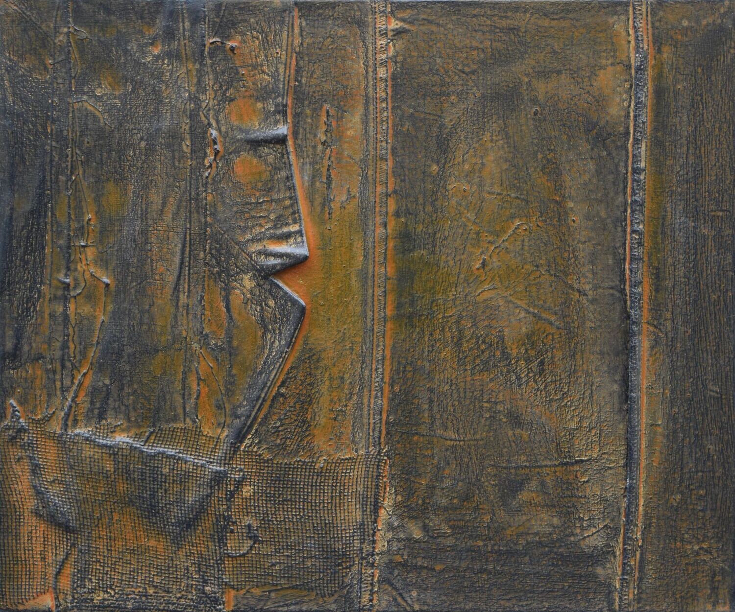 Clothes collage on canvas with acrylic on Two fabrics canvas // Size : ca. 50 x 60 x 2 cm