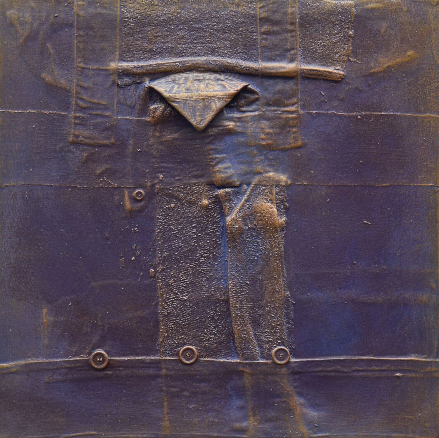 Collage /  Acryilc  Painting / Clothes on Two fabrics  Canvas // Size : ca. 60 x 60 x 2 cm,