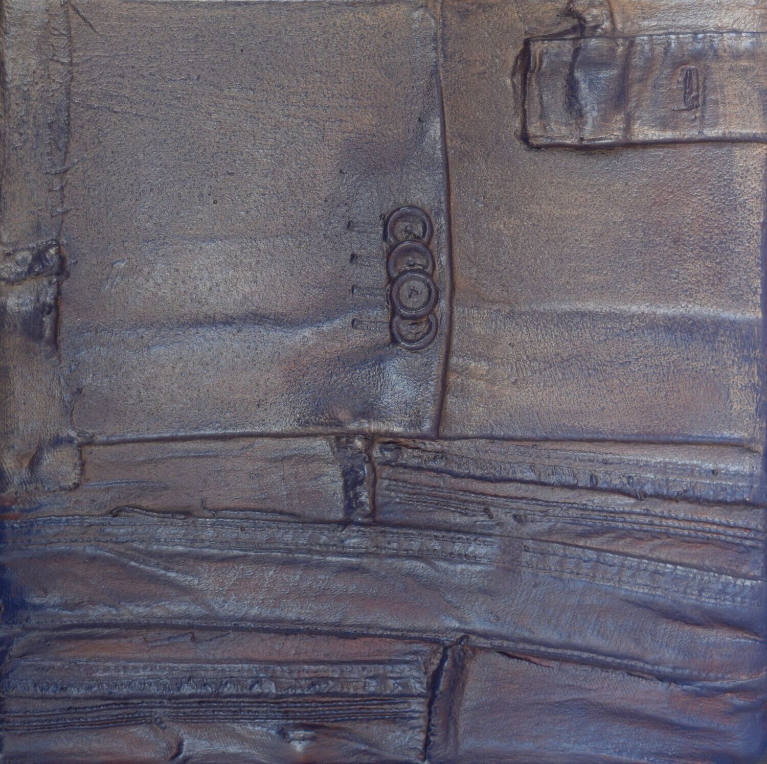 Collage  Clothes, Acrylic  With powder color pigment on Canvas on a wooden frame // Size: ca.. 30 x 30 x 2 cm,