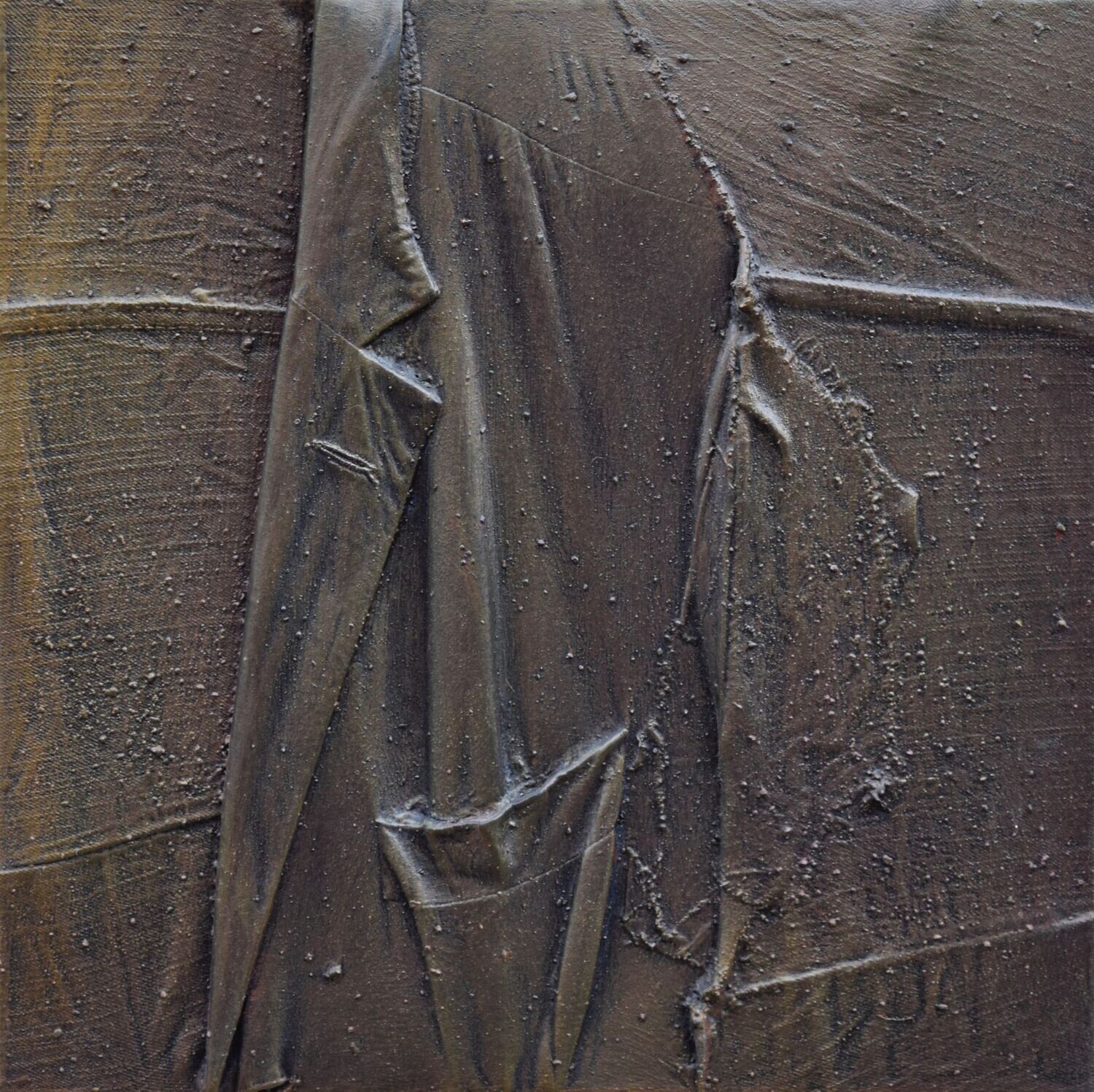 Collage  Clothes, Acrylic  With powder color pigment on Canvas on a wooden frame // Size: ca. 45 x 45 x 4 cm,