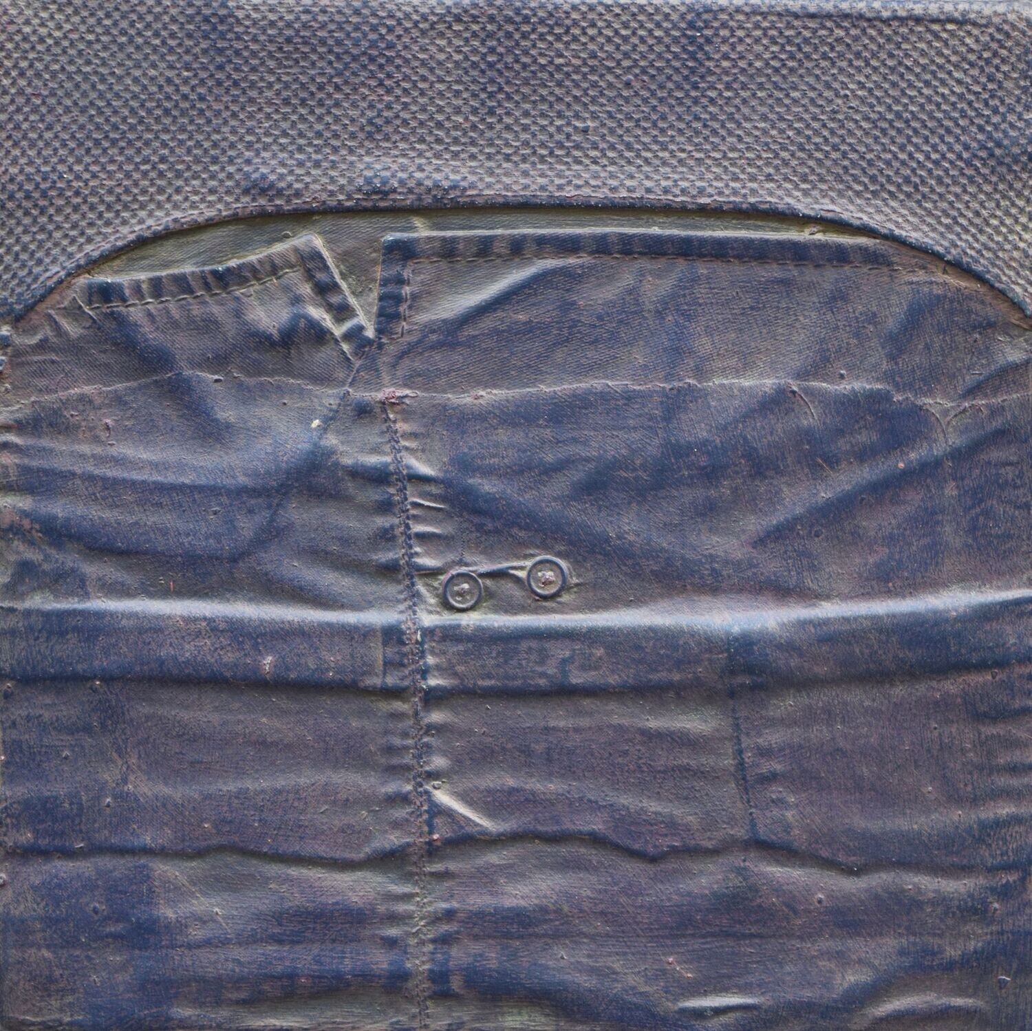 Collage  Clothes & Acrylic  With powder color pigment on Canvas on a wooden frame // Size: ca. 30 x 40 x 4 cm,