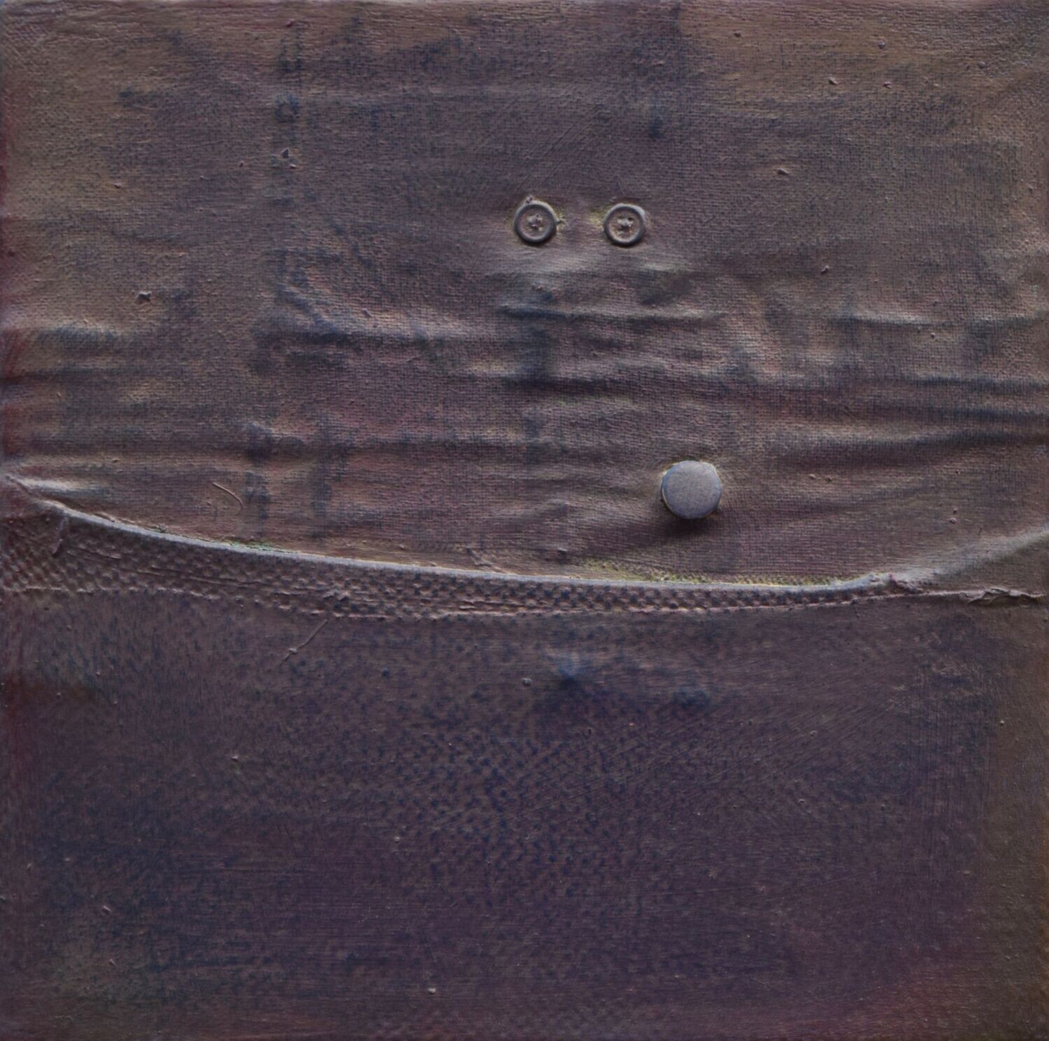 Collage  Clothes & Acrylic  With powder color pigment on Canvas on a wooden frame // Size: ca. 30 x 30 x 4 cm,