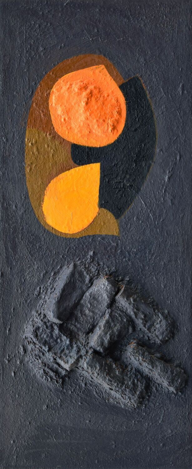 Collage  Clothes, Acrylic  With powder color pigment on Canvas on a wooden frame // Size:  ca. 20 x 60 x 4 cm,