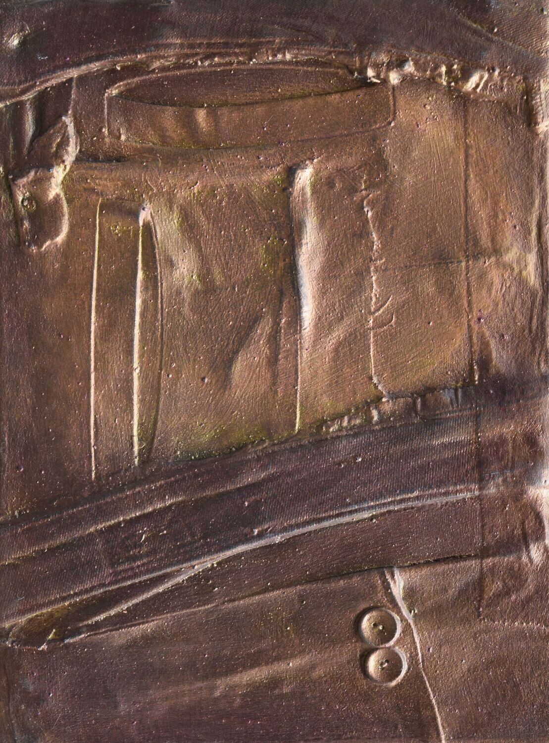 Collage  Clothes, Acrylic  With powder color pigment on Canvas on a wooden frame // Size: ca. 27 x 37x 2 cm,