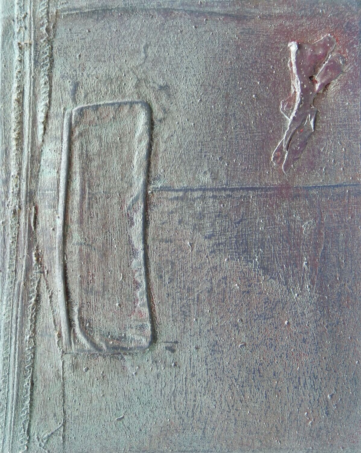 Collage  Clothes & Acrylic  With powder color pigment on Canvas on a wooden frame // Size: ca.. 18 x 28 x 4 cm,