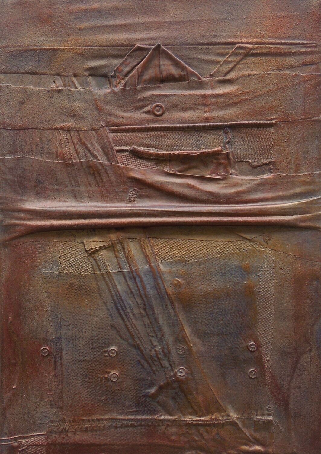 Clothes collage on canvas with acrylic on Two fabrics canvas // Size : ca. 50 x 70 x 2 cm