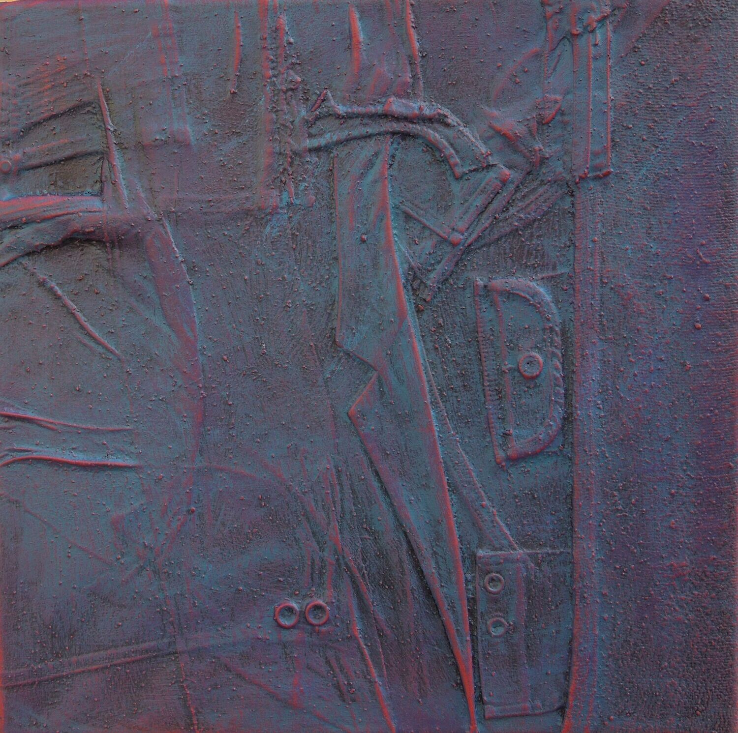 Clothes collage on canvas with acrylic on Two fabrics canvas // Size : ca. 50 x 50 x 2 cm,