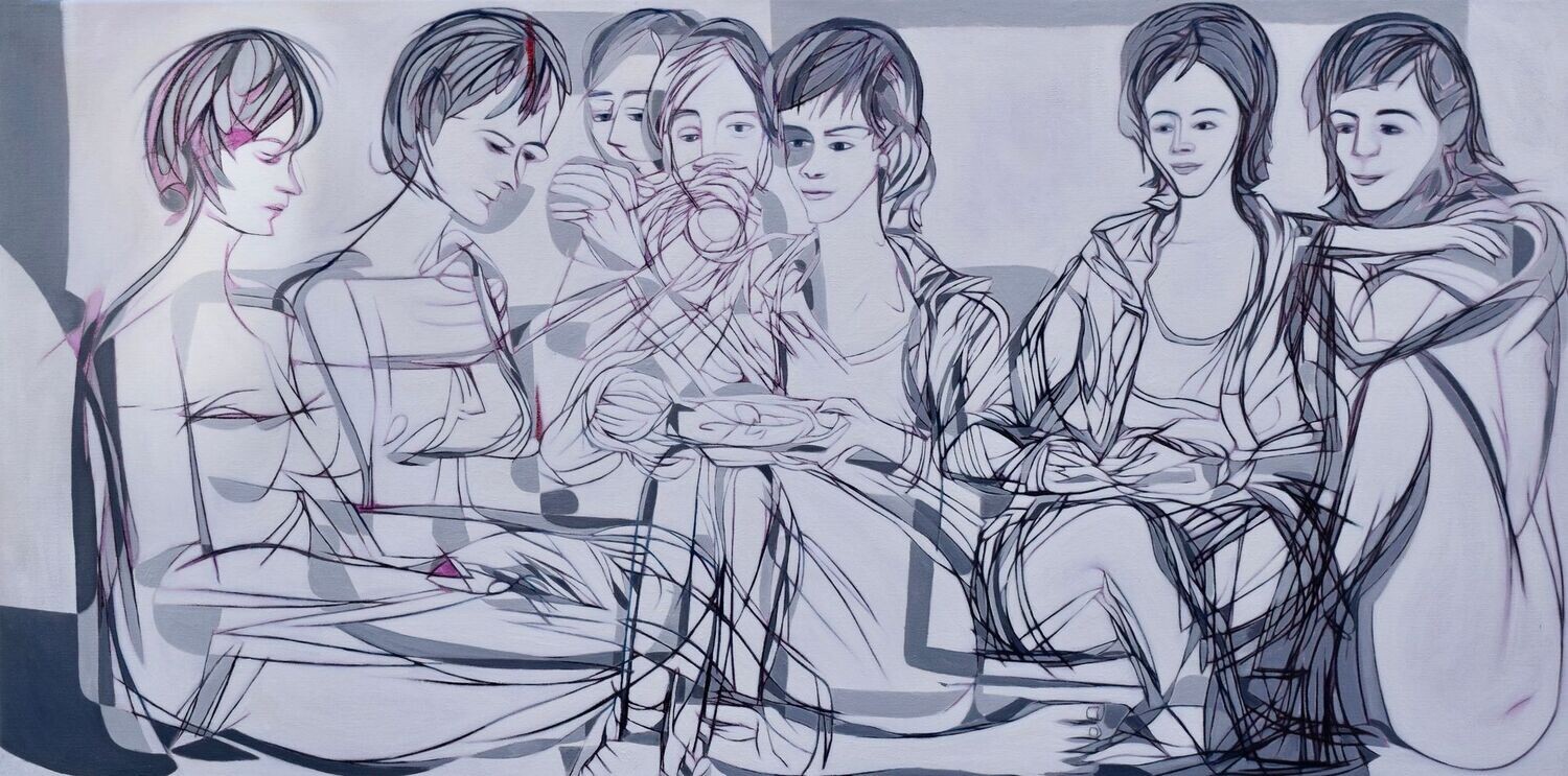 Oil, Figurative, Weiß, Gray   ,  بازرس فرانسوی / سفید    /  Size : ca. 100 x 200 x 4 cm,