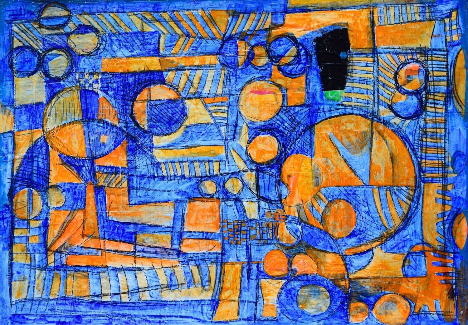 Pigment & Acryilc on Paper & canvas.  Its collage on new canvas with wooden frame  // Size: ca.. 100 x 120 x 4 cm