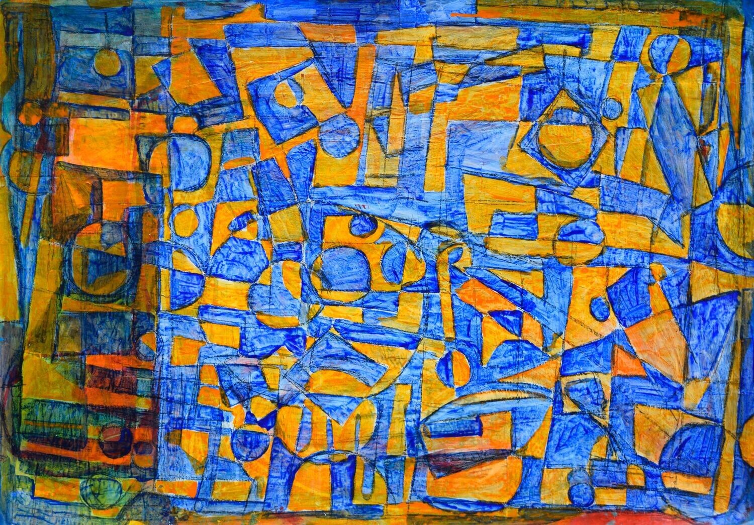 Pigment &  Acryilc on  Paper  collaged on the canvas.- Figurative , Light as Form // Size: ca.. 100 x 120 x 4 cm