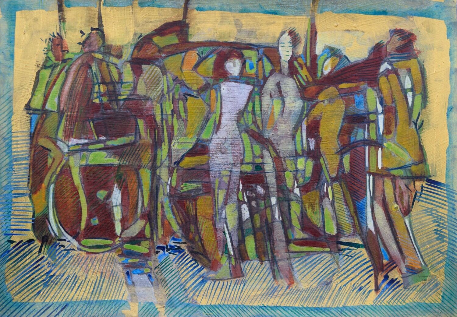 Acrylic on paper and their collage on canvas with wooden frame // Size: ca..30 x 40 x 4 cm
