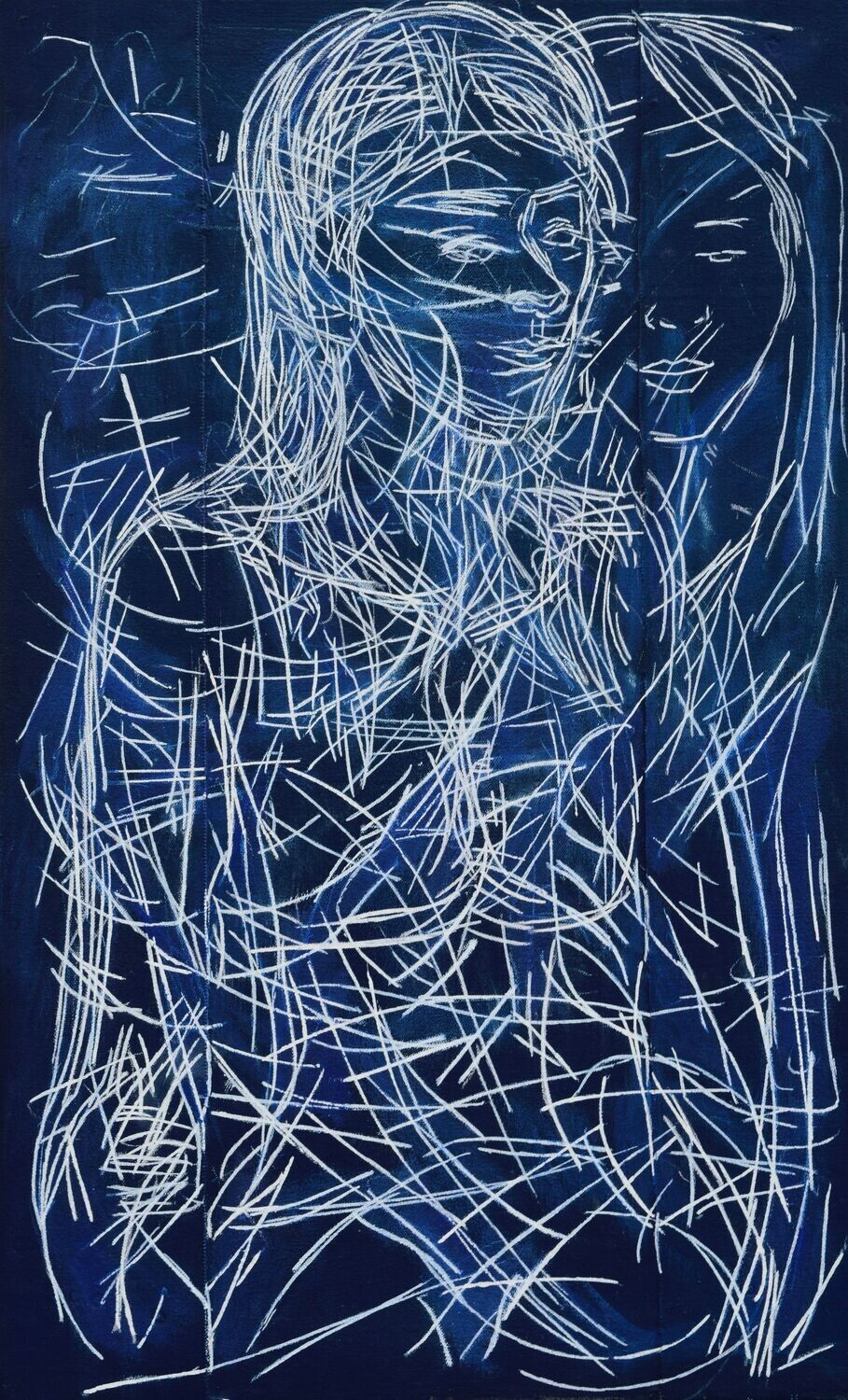 Blue  - Collage , Clothes on canvas  / Size: ca.. 50 x 70 x 3 cm