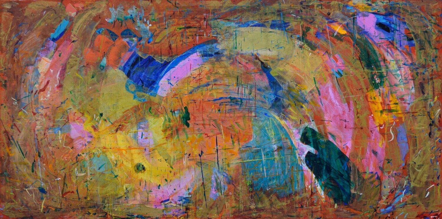 Acryilc  Abstract  ,Pigment , on the canvas. /  Figurative , Light as Form // Size : ca. 100 x 200 x 4 cm,