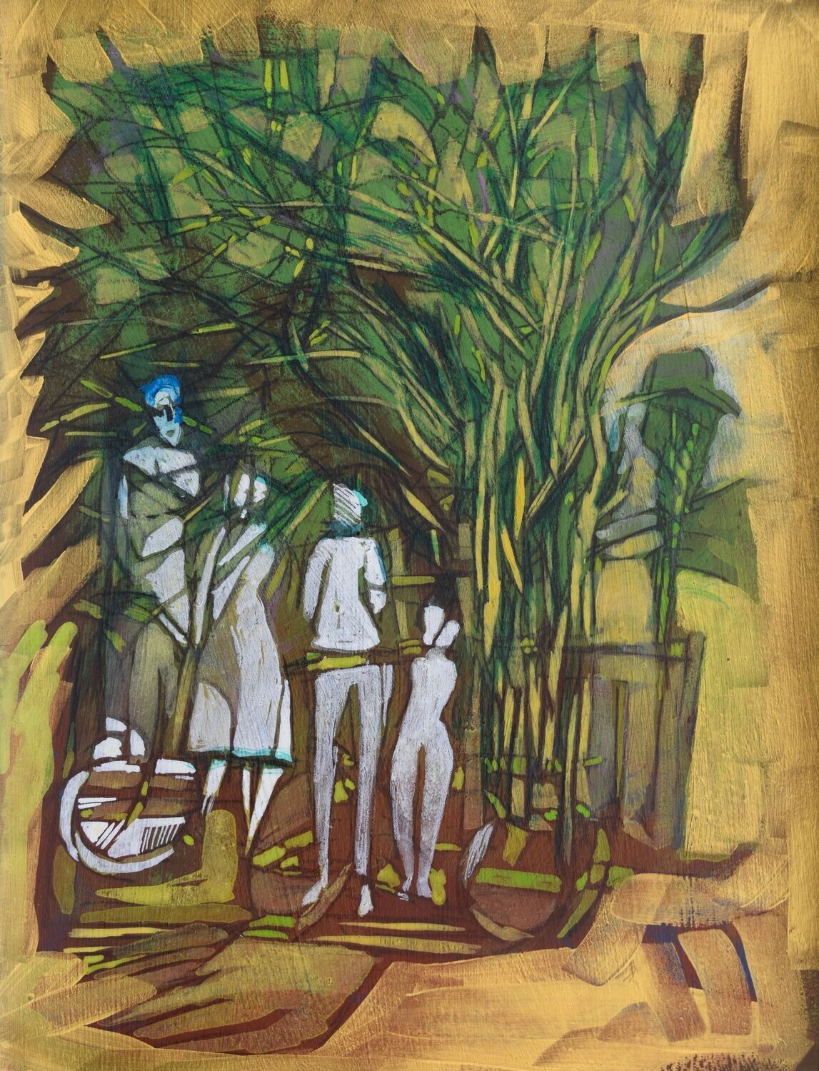 #Acrylic on paper and their collage on canvas with wooden frame // Size: ca..30 x 40 x 4 cm