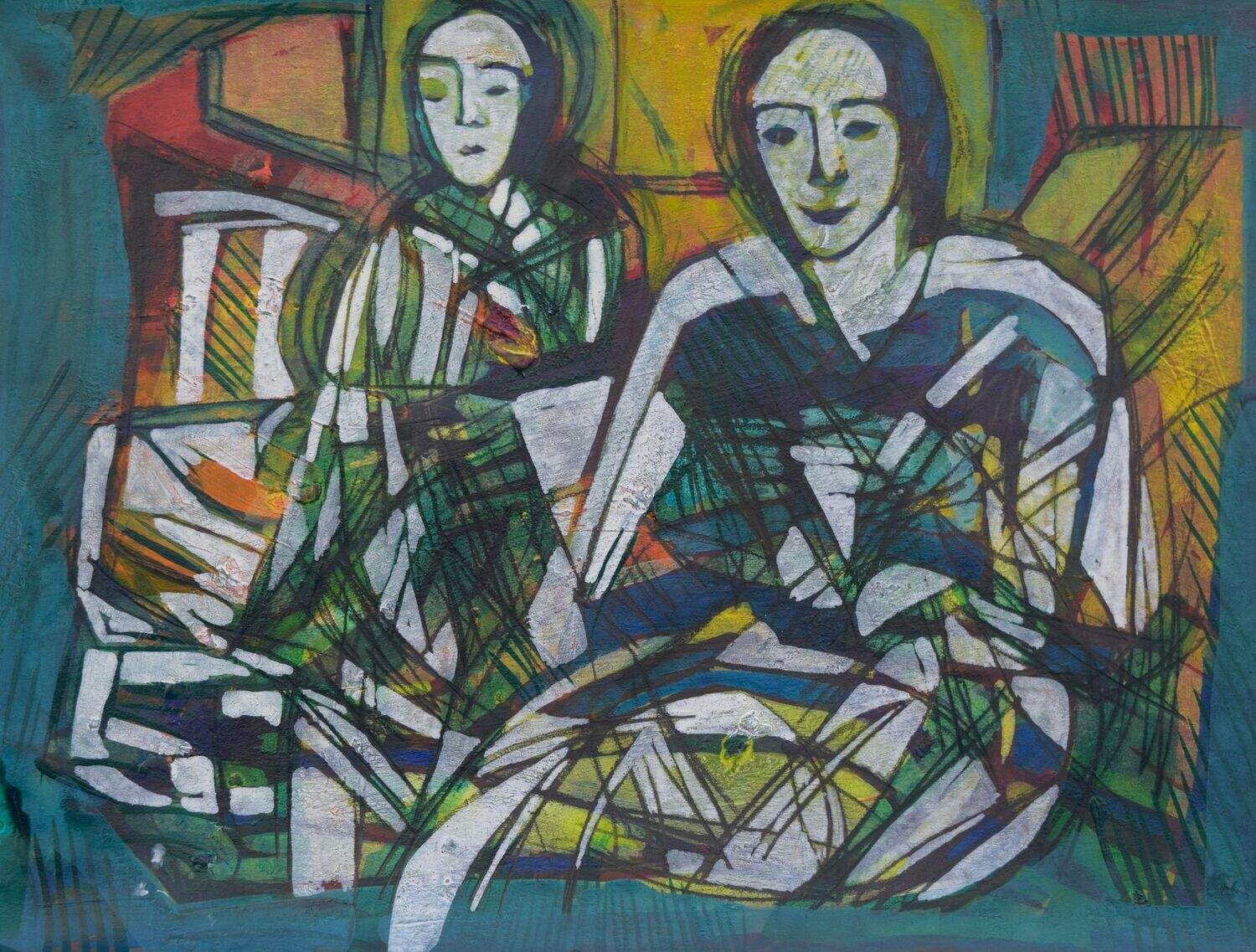 Acrylic on paper and their collage on canvas with wooden frame // Size: ca..30 x 40 x 4 cm